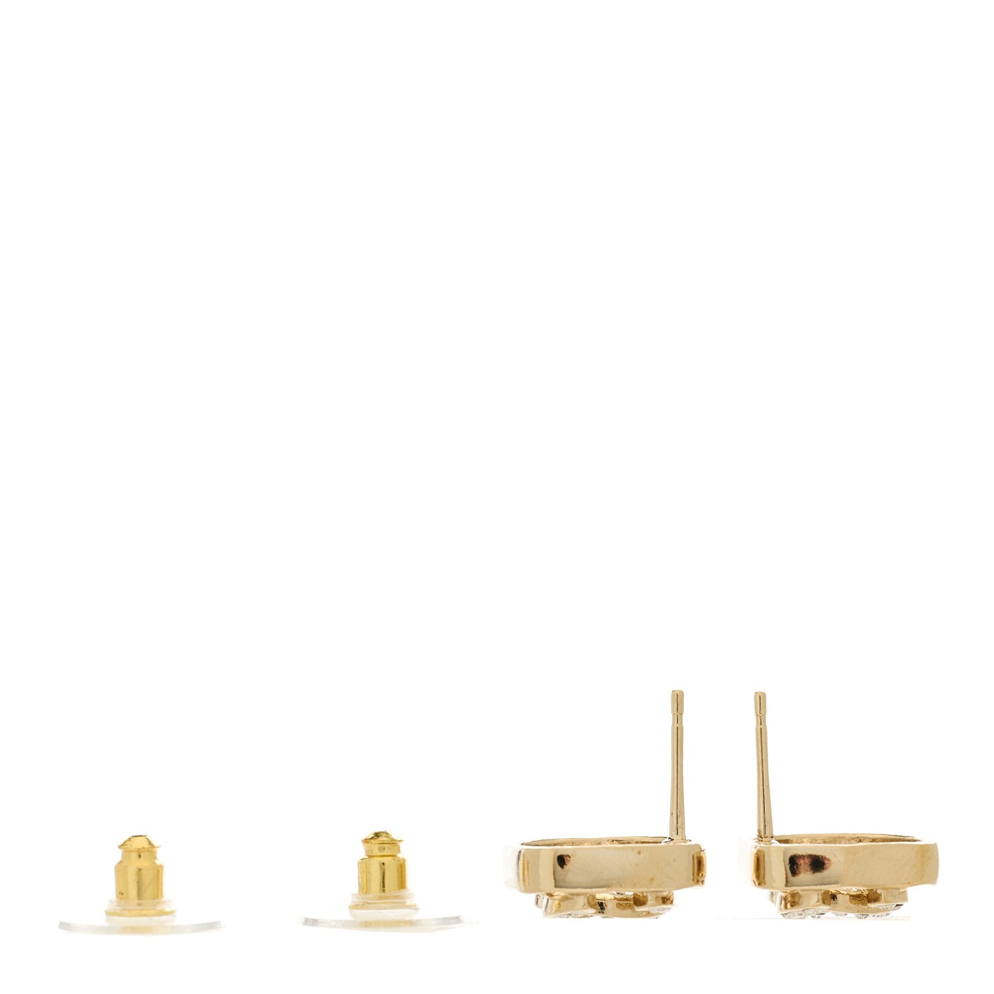Crystal Square CC Earrings Gold