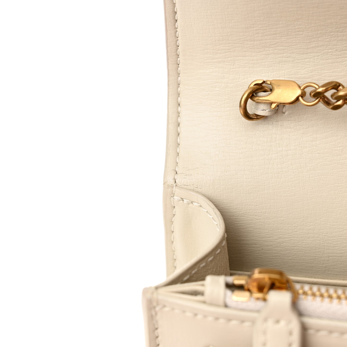 Calfskin Monogram Sunset Chain Wallet Blanc Vintage