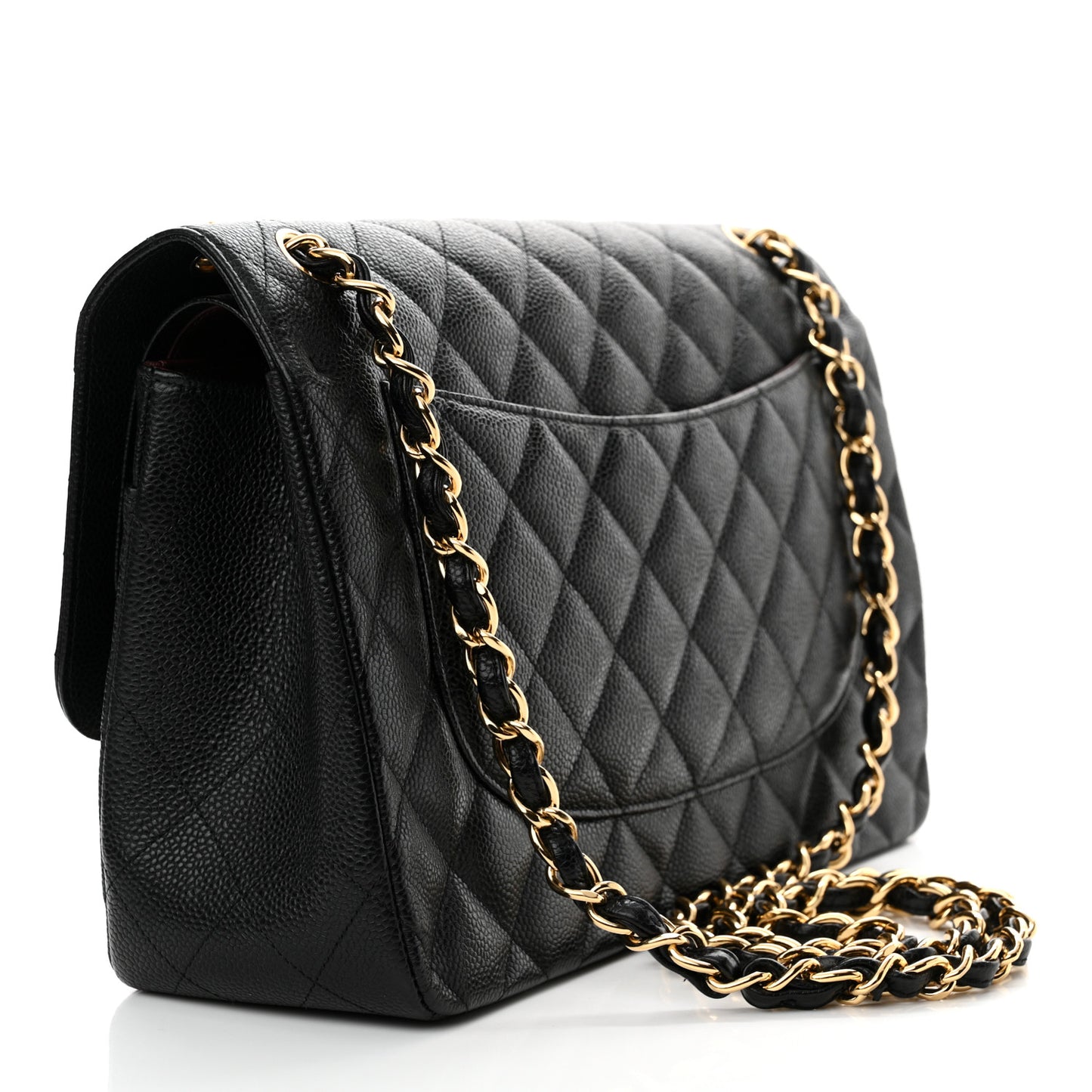 Caviar Quilted Jumbo Double Flap Black