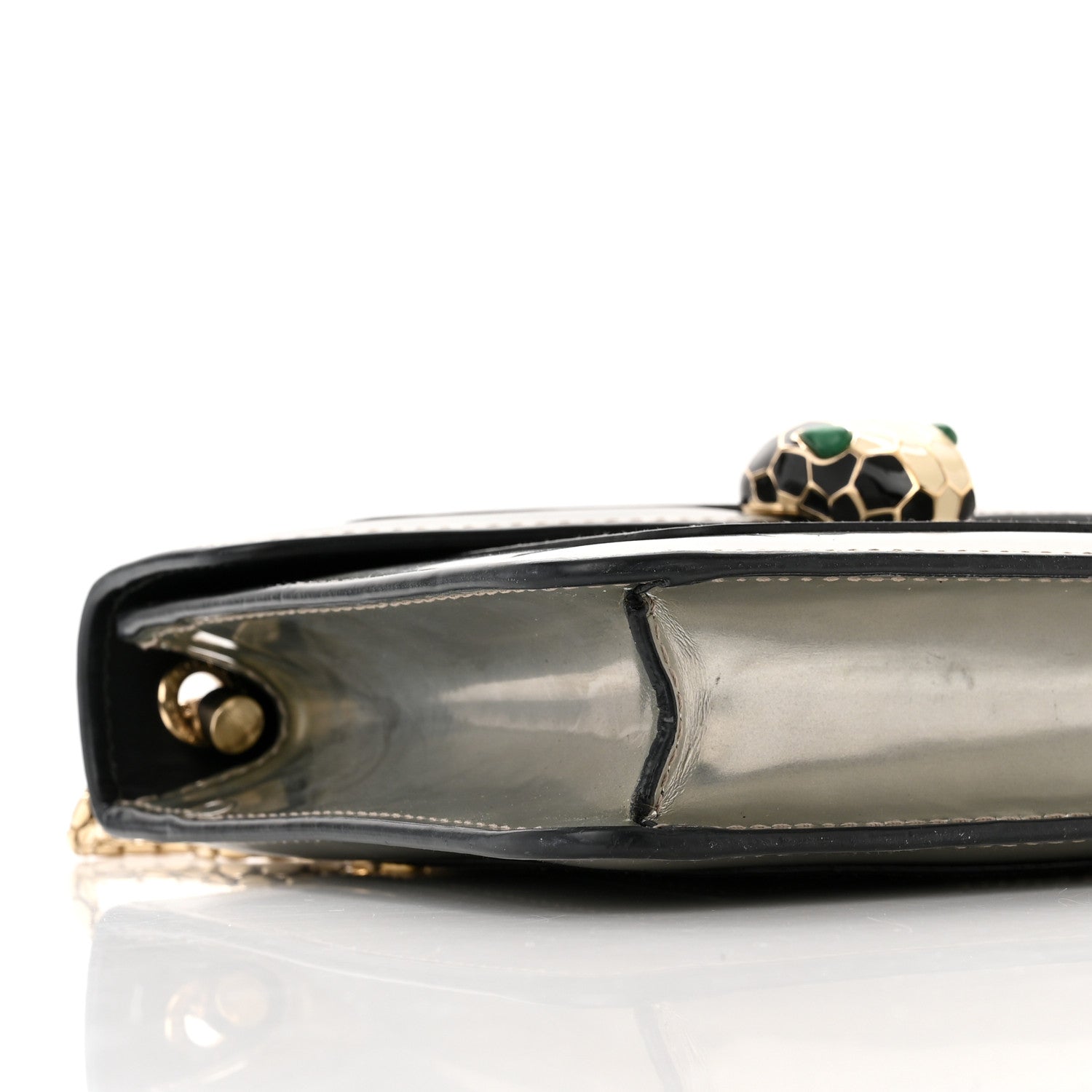 Bulgari Metallic Calfskin Small Serpenti Forever Snake Strap Crossbody Bag Silver 10 of 15