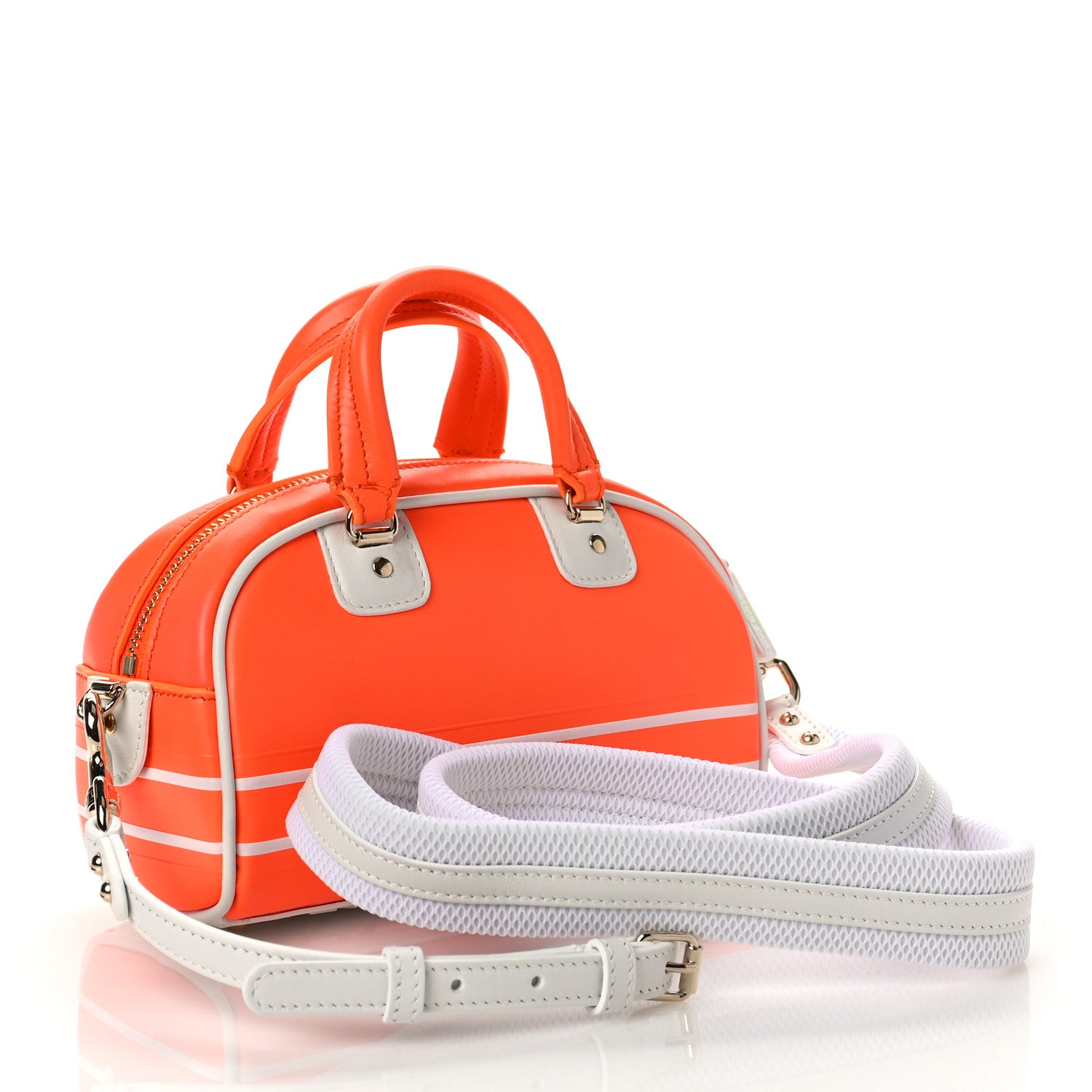 Christian Dior Calfskin Micro Dior Vibe Zip Bowling Bag Orange White 3 of 8