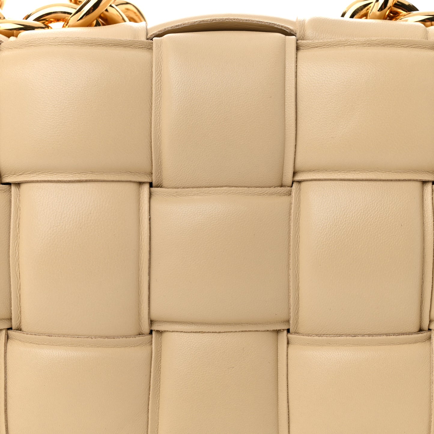 Lambskin Maxi Intreccio Padded Chain Cassette Crossbody Bag Porridge