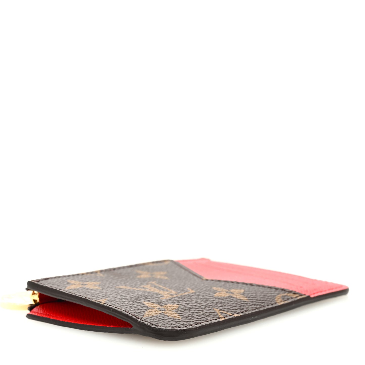 Monogram Zipped Romy Card Holder Red