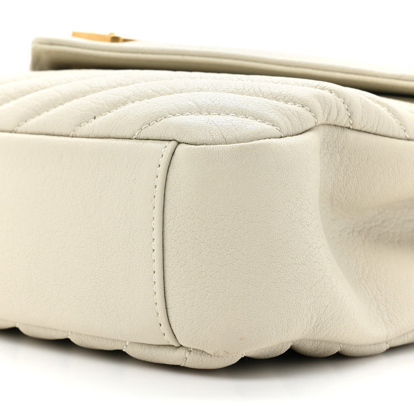 Sheepskin Matelasse Chevron Monogram Medium College Bag Crema Soft