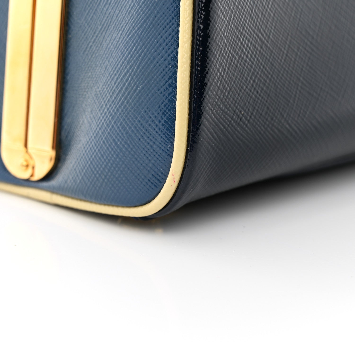 Prada Saffiano Vernice Pyramid Bag Black Bluette 12 of 14