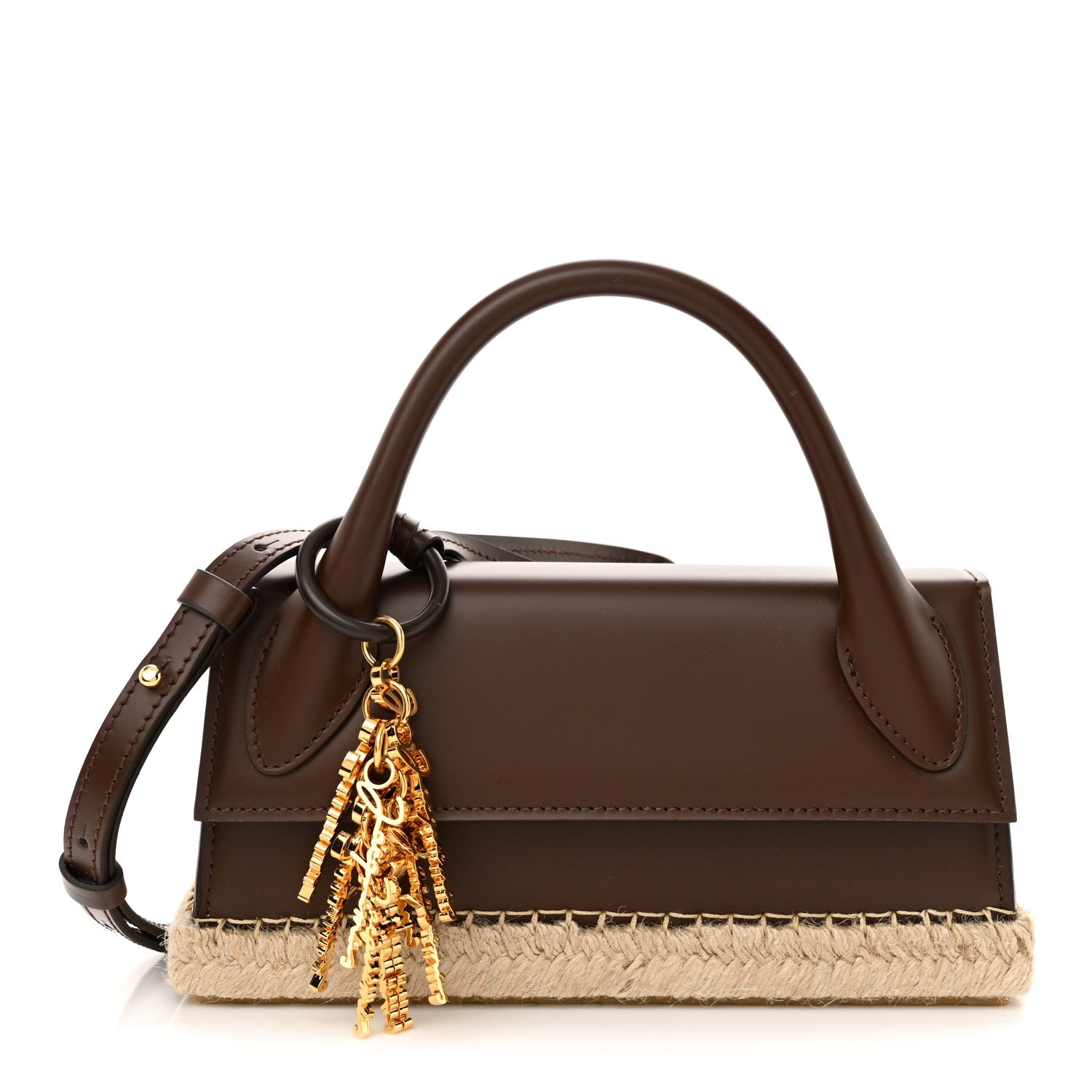 Jacquemus Calfskin Raffia Le Chiquito Long Cordao Brown 1738791