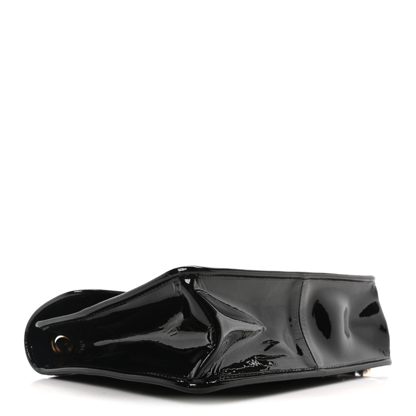 Patent Quilted Graphic Catch Flap Black