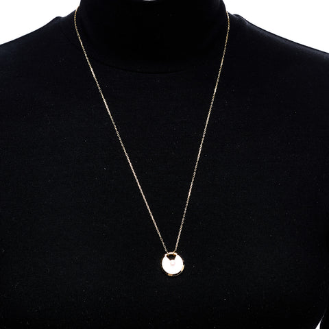 18K Yellow Gold Diamond Mother of Pearl SM Amulette de Cartier Pendant Necklace