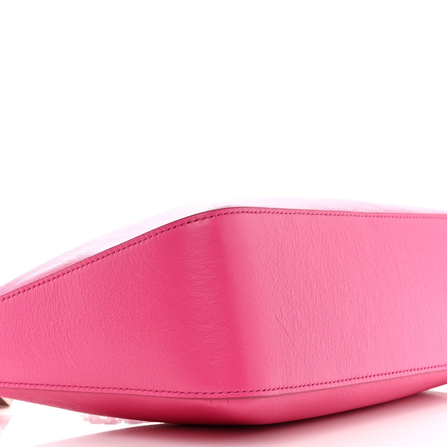 Tumbled Calfskin Small Moon Cut Out Shoulder Bag Neon Pink