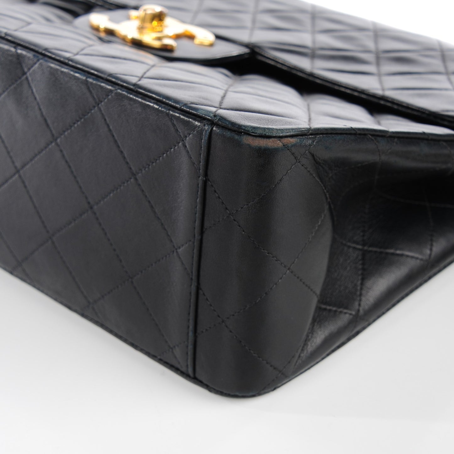 Lambskin Quilted XL Jumbo Single Flap Black