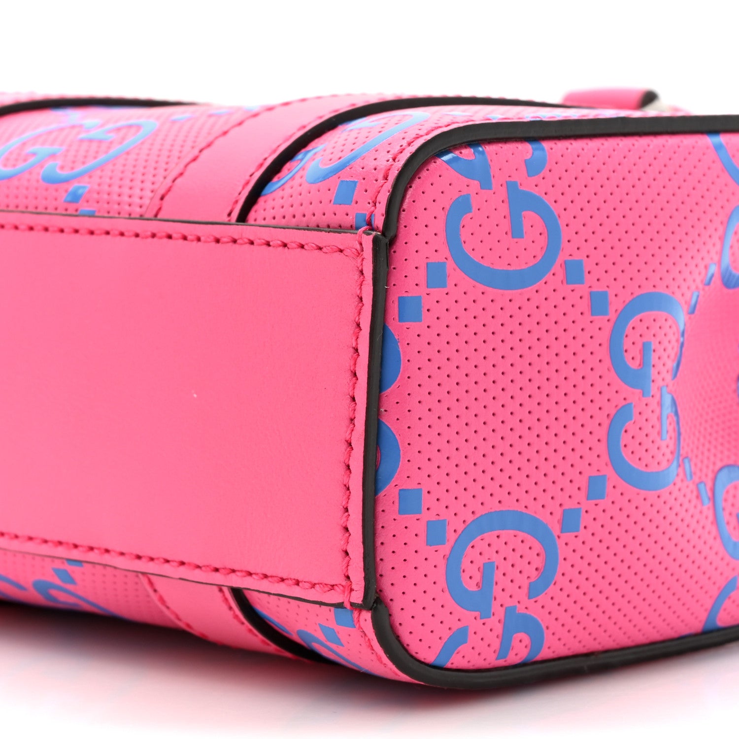 Gucci alfskin GG Tennis Bi-Color Embossed Mini Tote Bag Modern Fuchsia Modern Blue 9 of 12