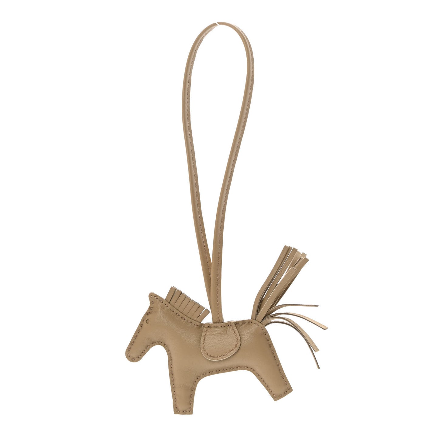 Milo Lambskin Grigri Rodeo Horse Bag Charm PM Beige Marfa