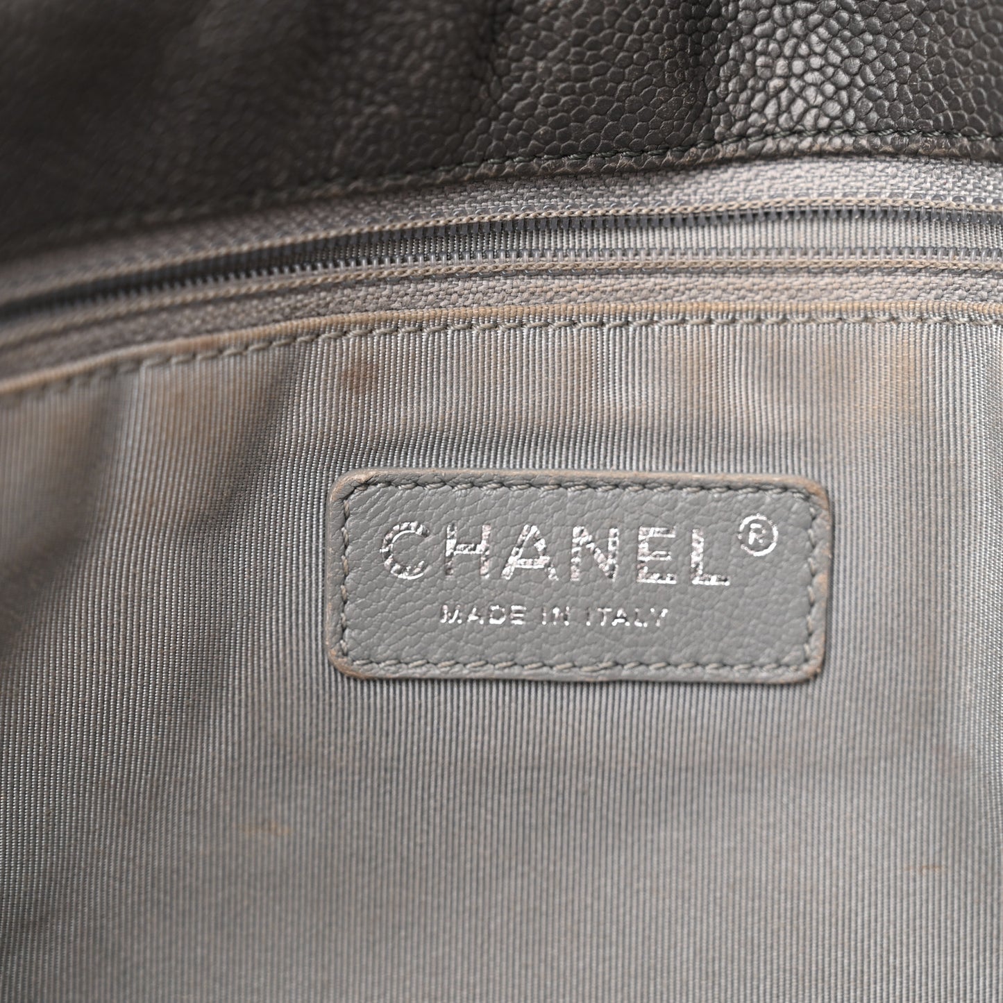 Caviar Quilted Large French Riviera Flap Dark Grey