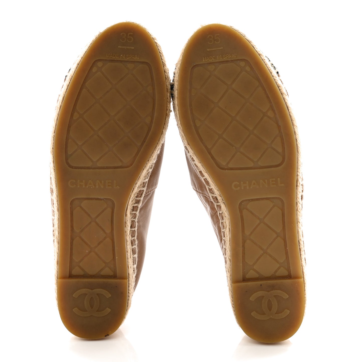 Lambskin CC Espadrilles 35 Beige Black