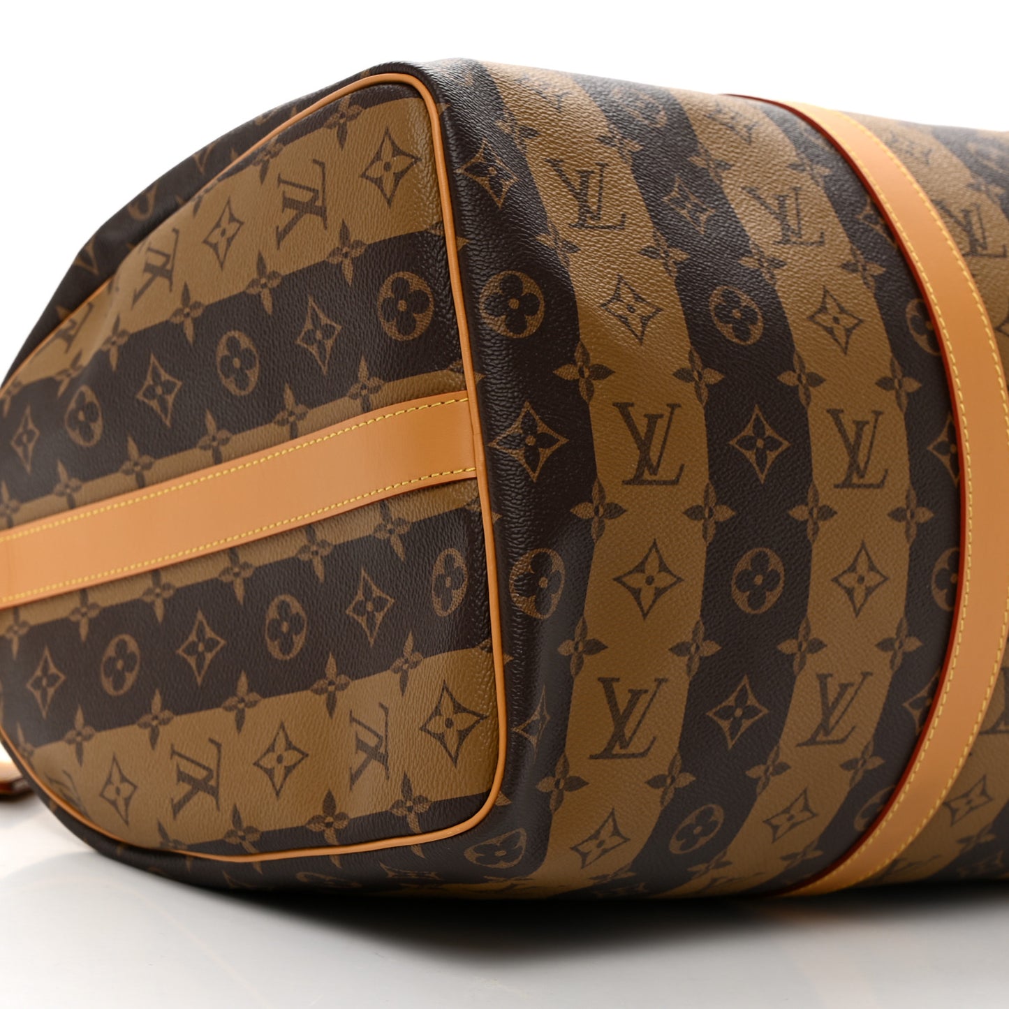 X NIGO Reverse Monogram Stripe Keepall Bandouliere 50 Brown