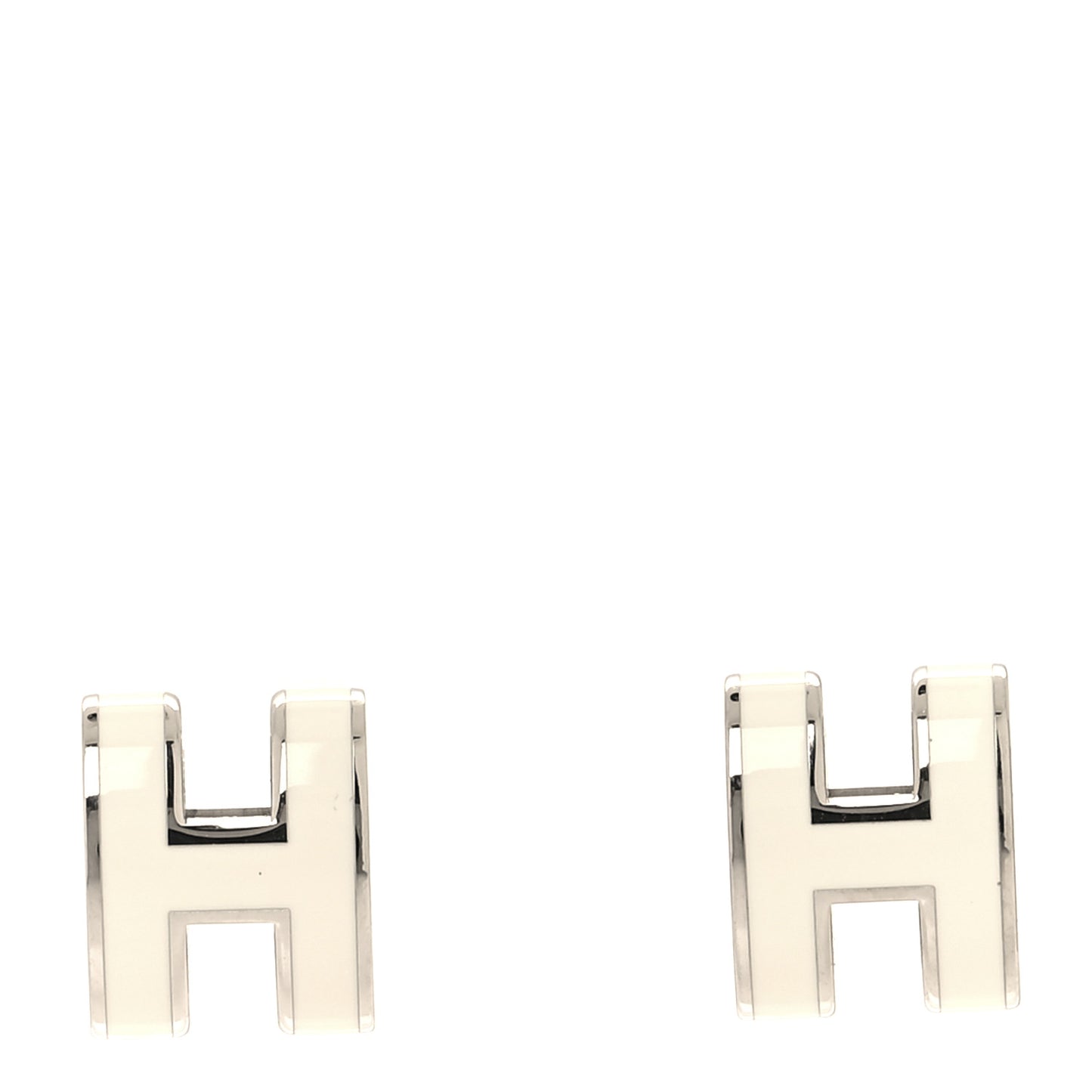 Palladium Lacquered Mini Pop H Earrings White