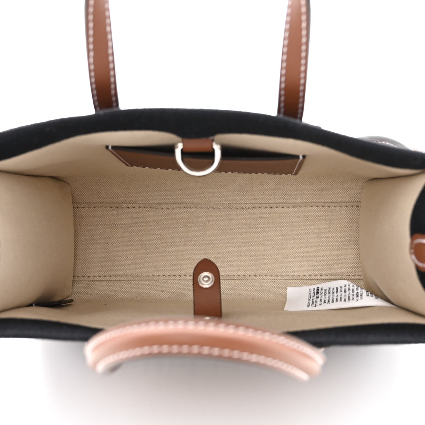 Canvas Smooth Calfskin Mini Two Tone Freya Tote Black Tan
