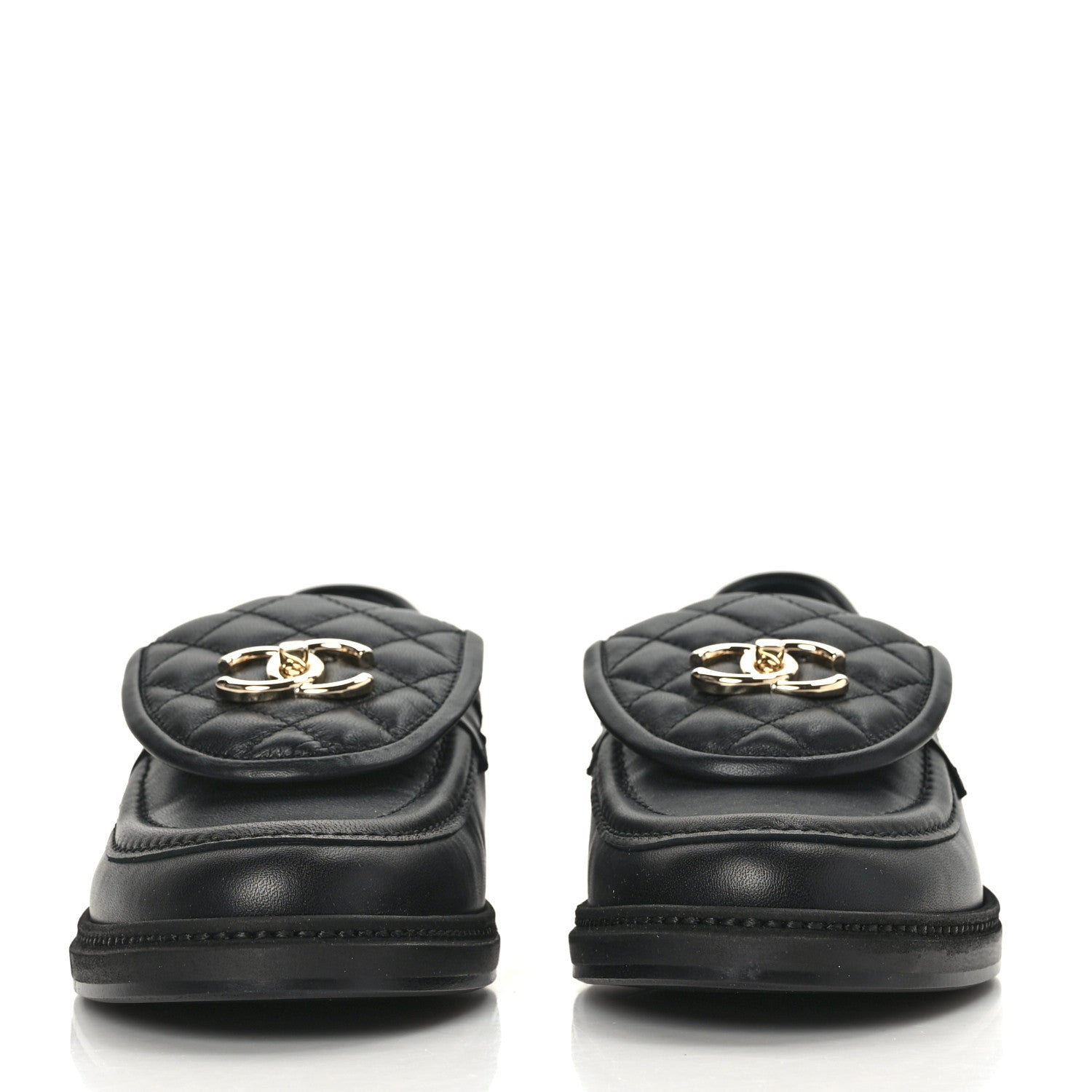 Chanel Lambskin Quilted CC Turnlock Loafers 38 Black 3 of 8