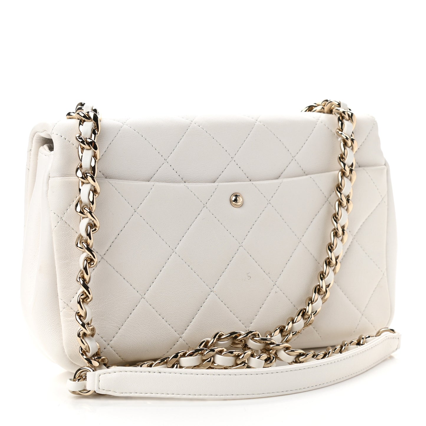 Lambskin Quilted Resin Bi-Color Chain Flap Bag White
