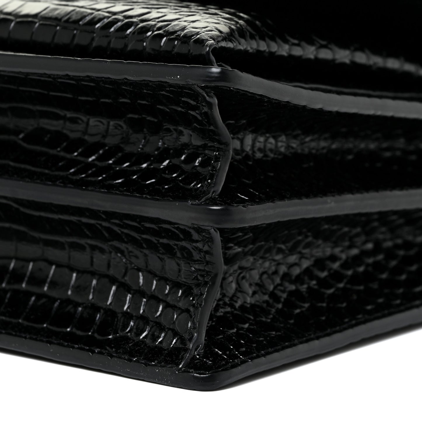 Calfskin Crocodile Embossed Medium Monogram Sunset Black