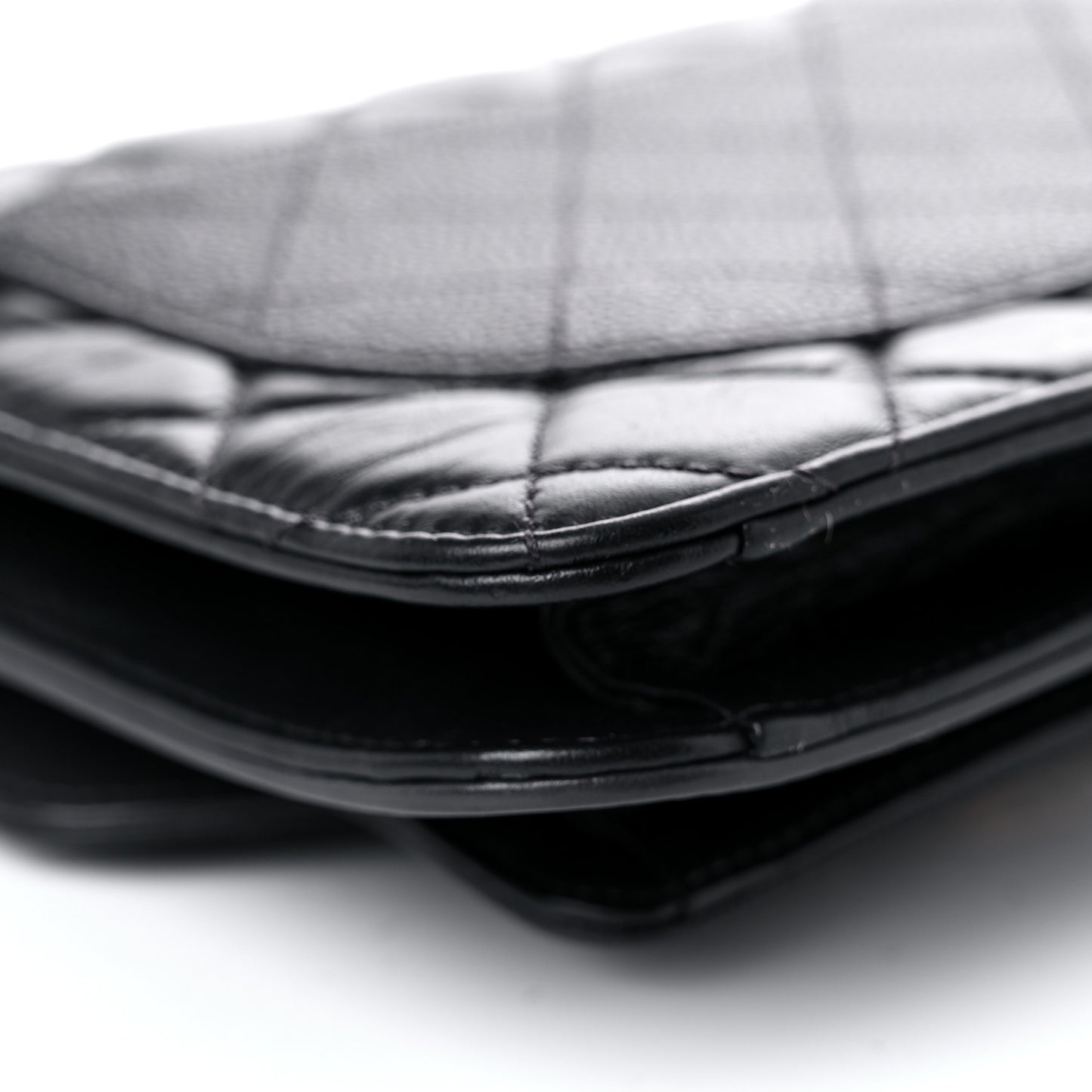 Calfskin Caviar Quilted Chain Handle Flap Black