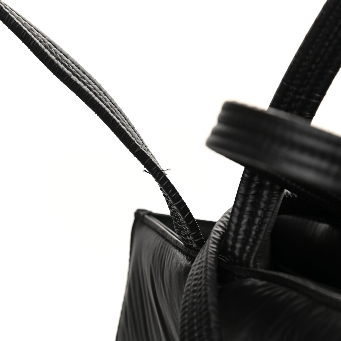 Nylon Medium Puff Shopping Bag Black