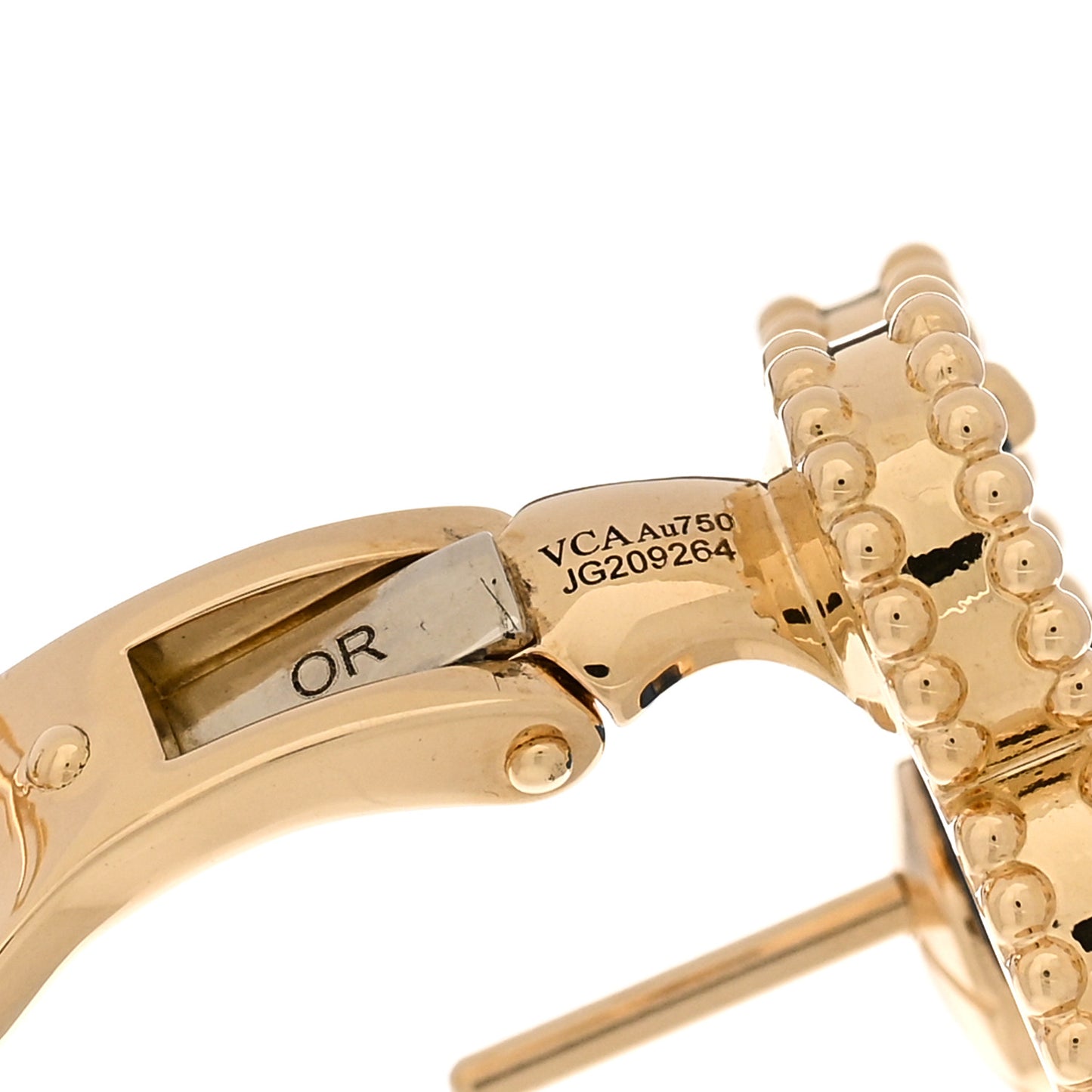 18K Yellow Gold Blue Agate Vintage Alhambra Earrings