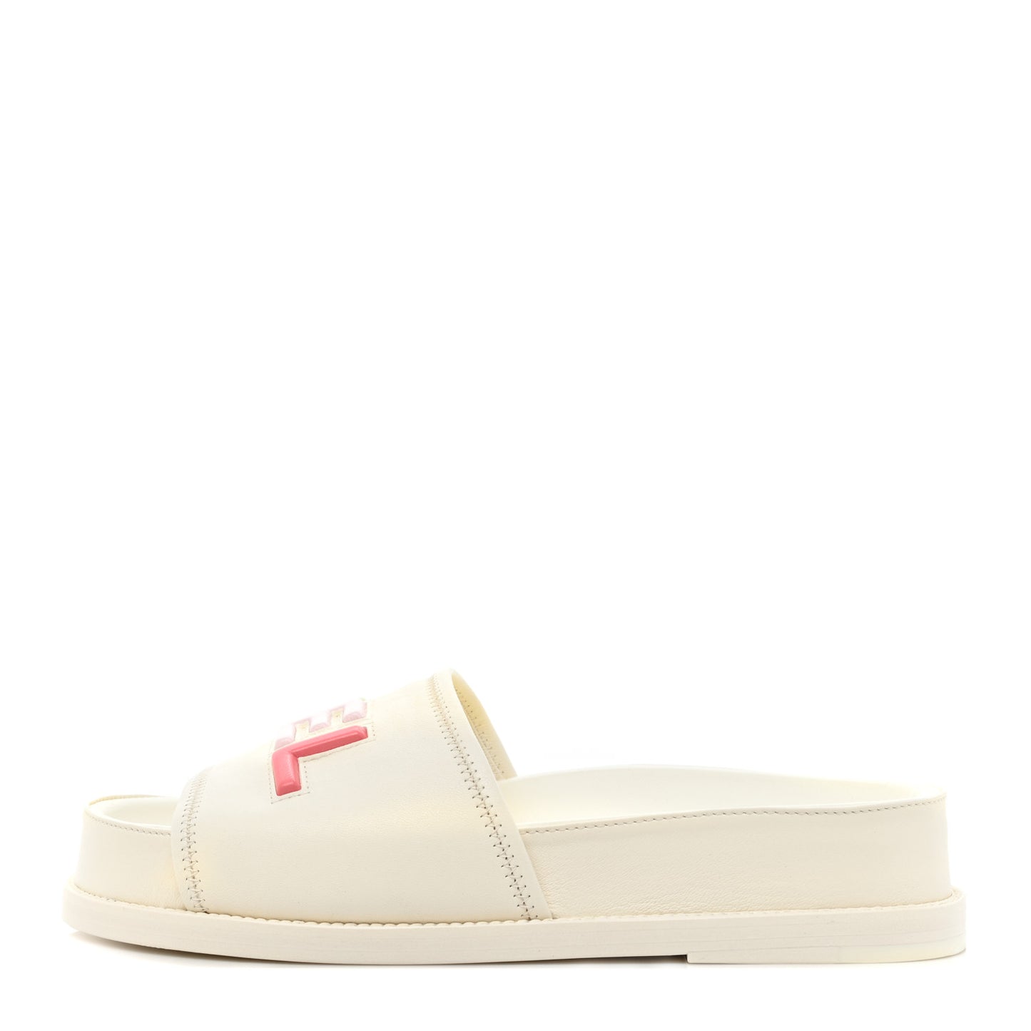 Lambskin Cha-Nel Mule Sandals 38 Ivory Multicolor