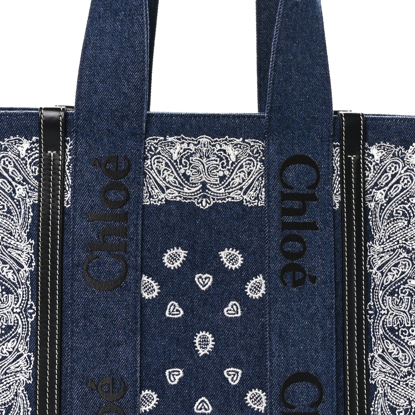 x High Summer Denim Calfskin Medium Woody Ribbon Tote Blue