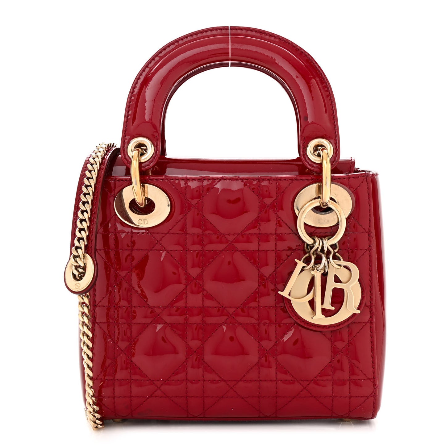 Patent Cannage Mini Lady Dior Red