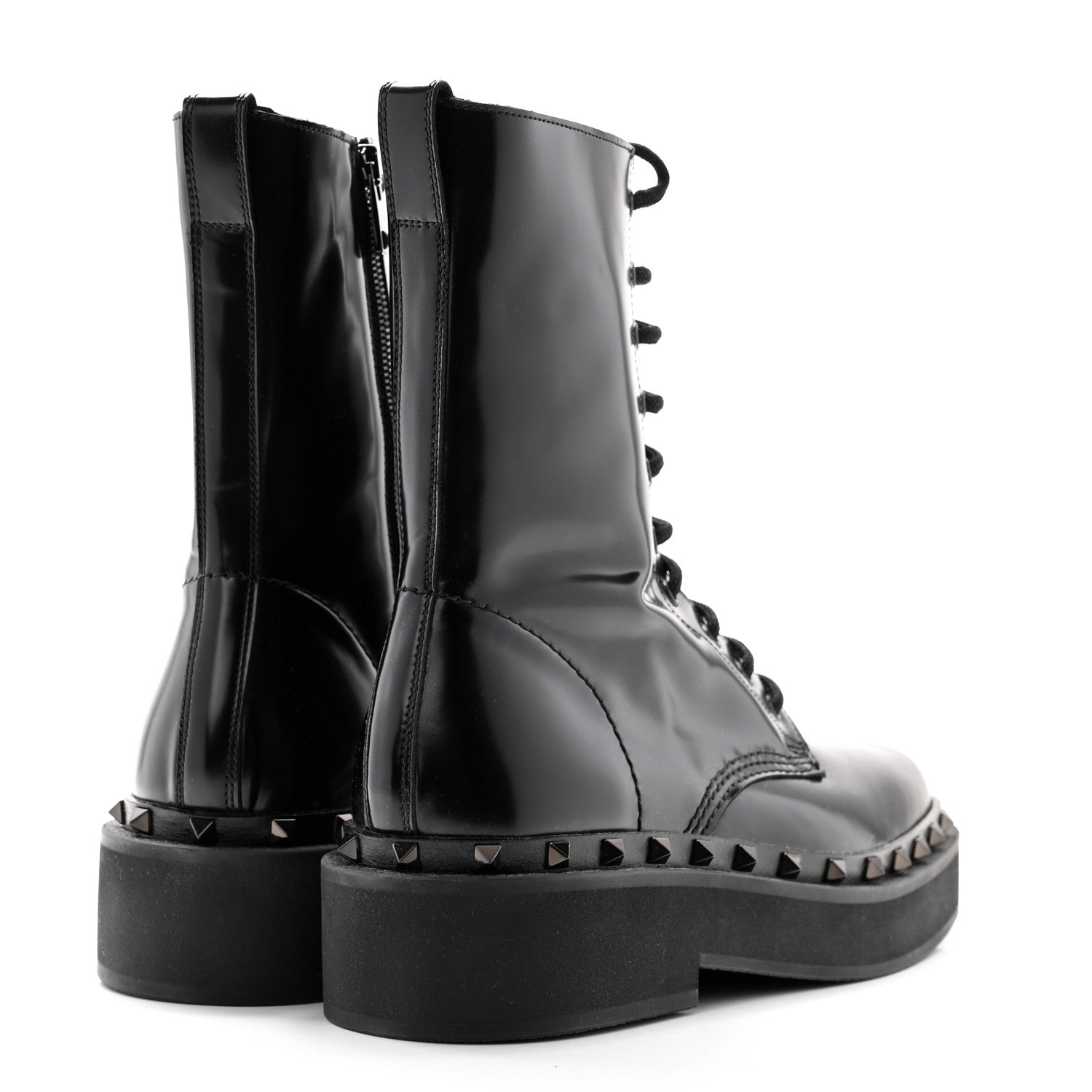 Valentino Garavani Calfskin Rockstud M-Way 50mm Combat Boots 40.5 Black 4 of 8