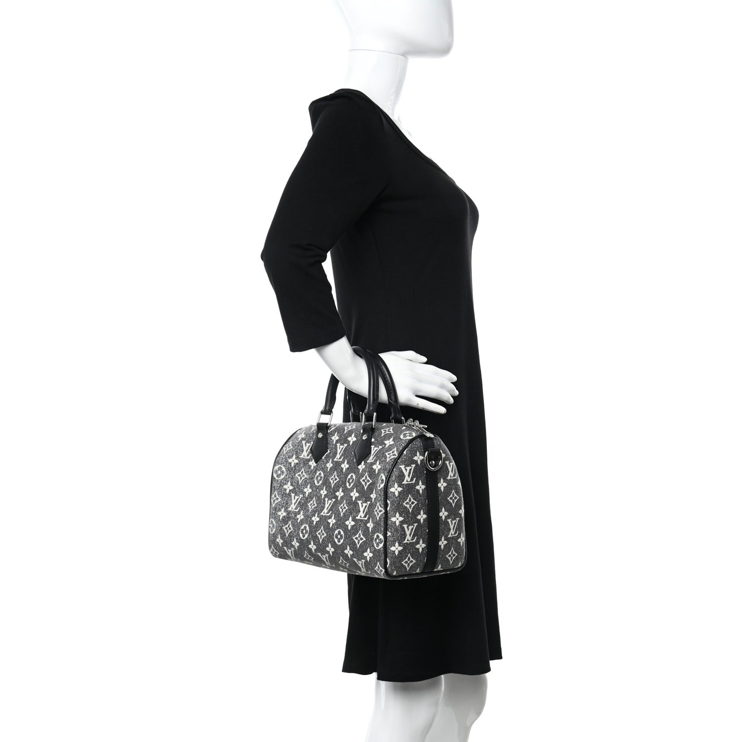 Denim Monogram Jacquard Speedy Bandouliere 25 Black