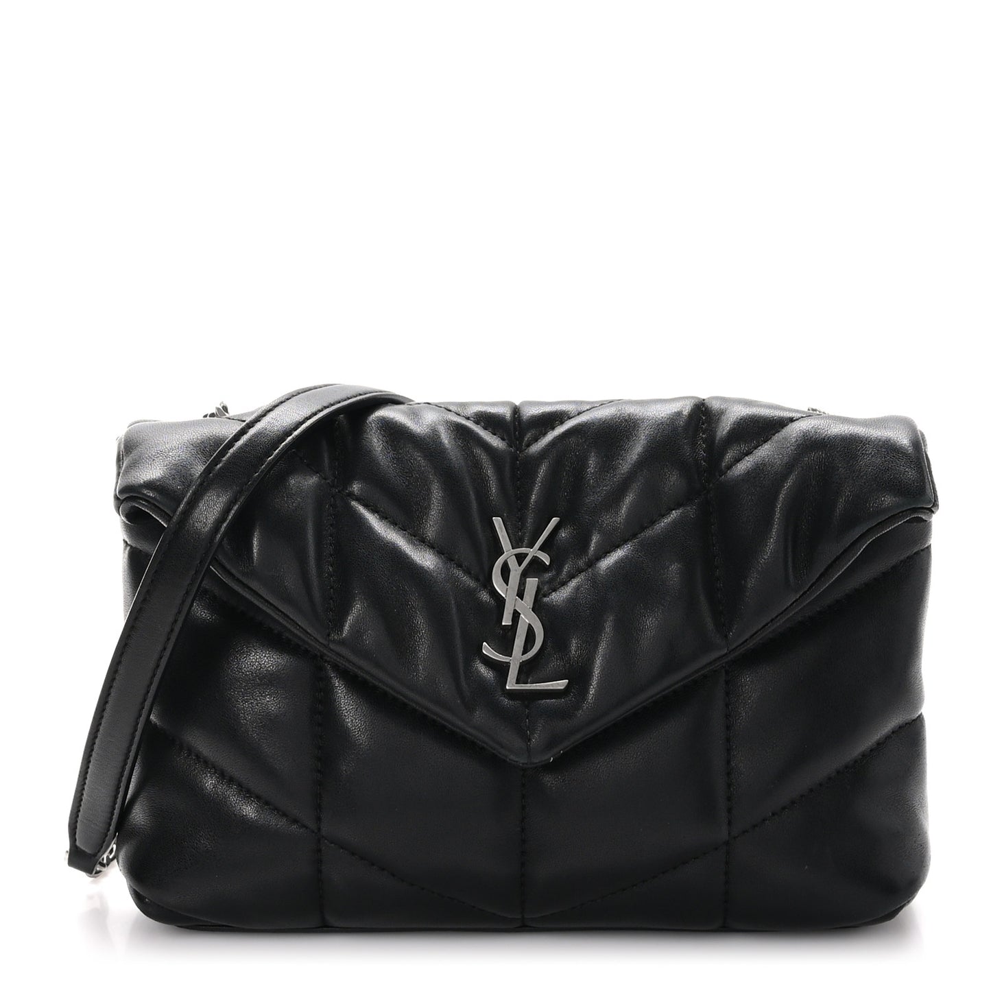 Lambskin Quilted Toy Loulou Puffer Monogram Chain Satchel Black