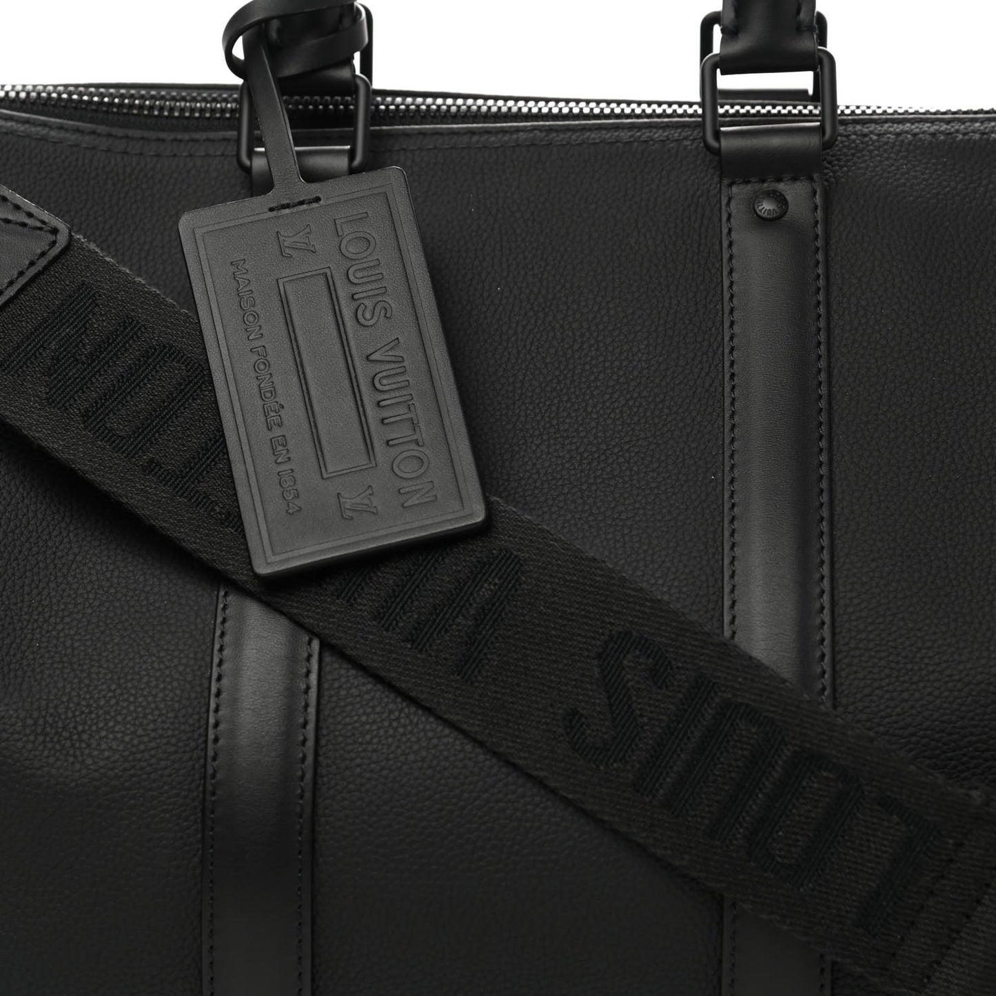 Grained Calfskin Aerogram Keepall Bandouliere 40 Black