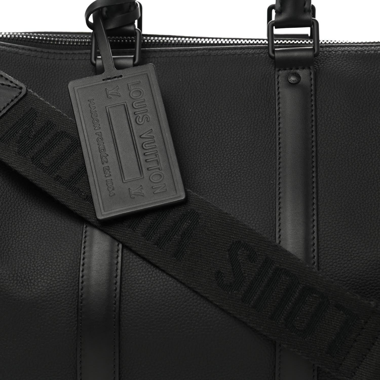 Louis Vuitton Grained Calfskin Aerogram Keepall Bandouliere 40 Black 3 of 8