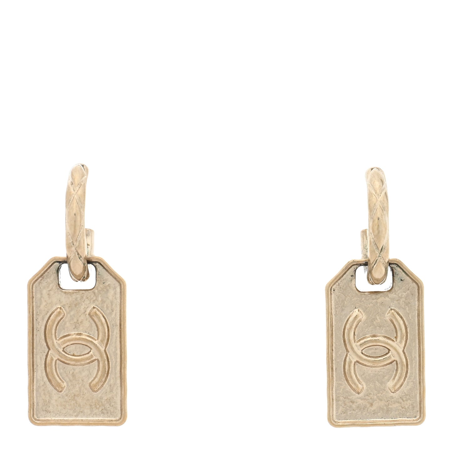CC Tag Drop Earrings Gold