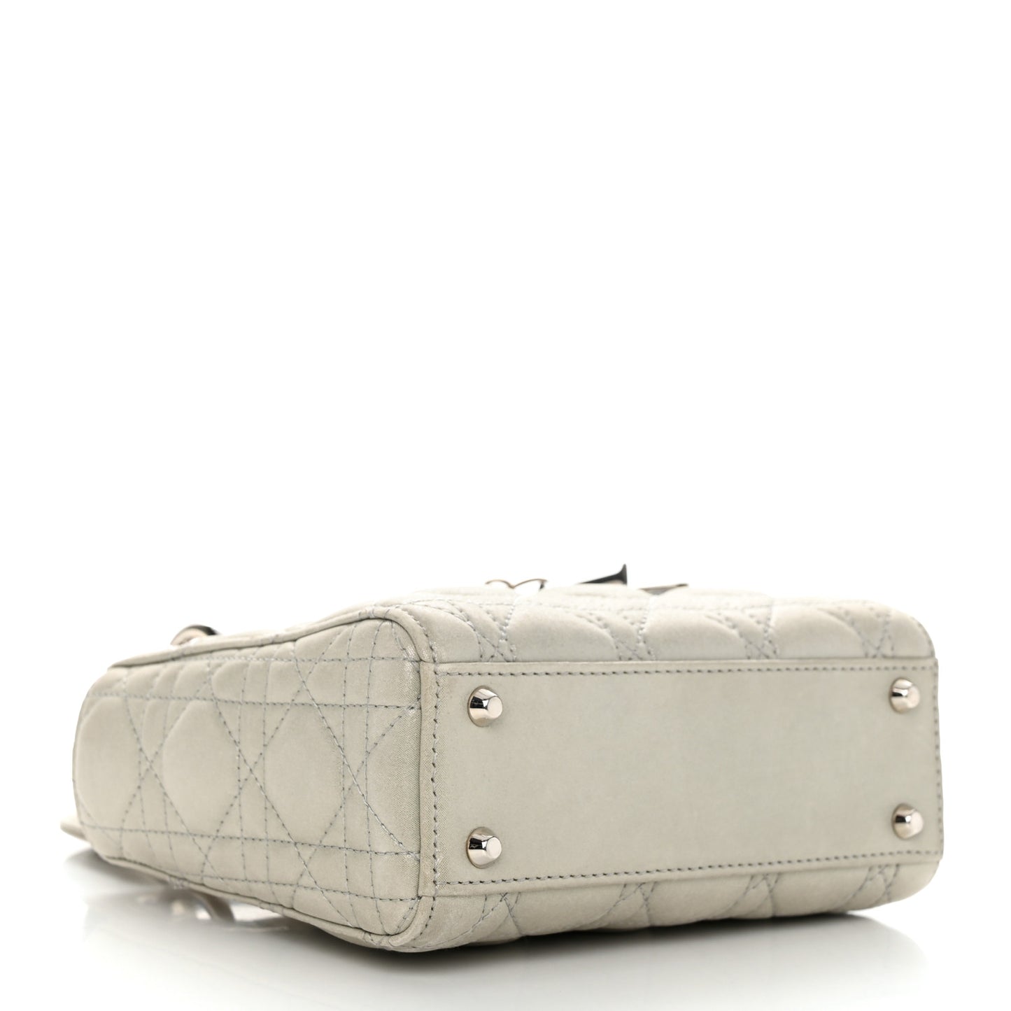 Metallic Nubuck Cannage Mini Lady Dior Silver