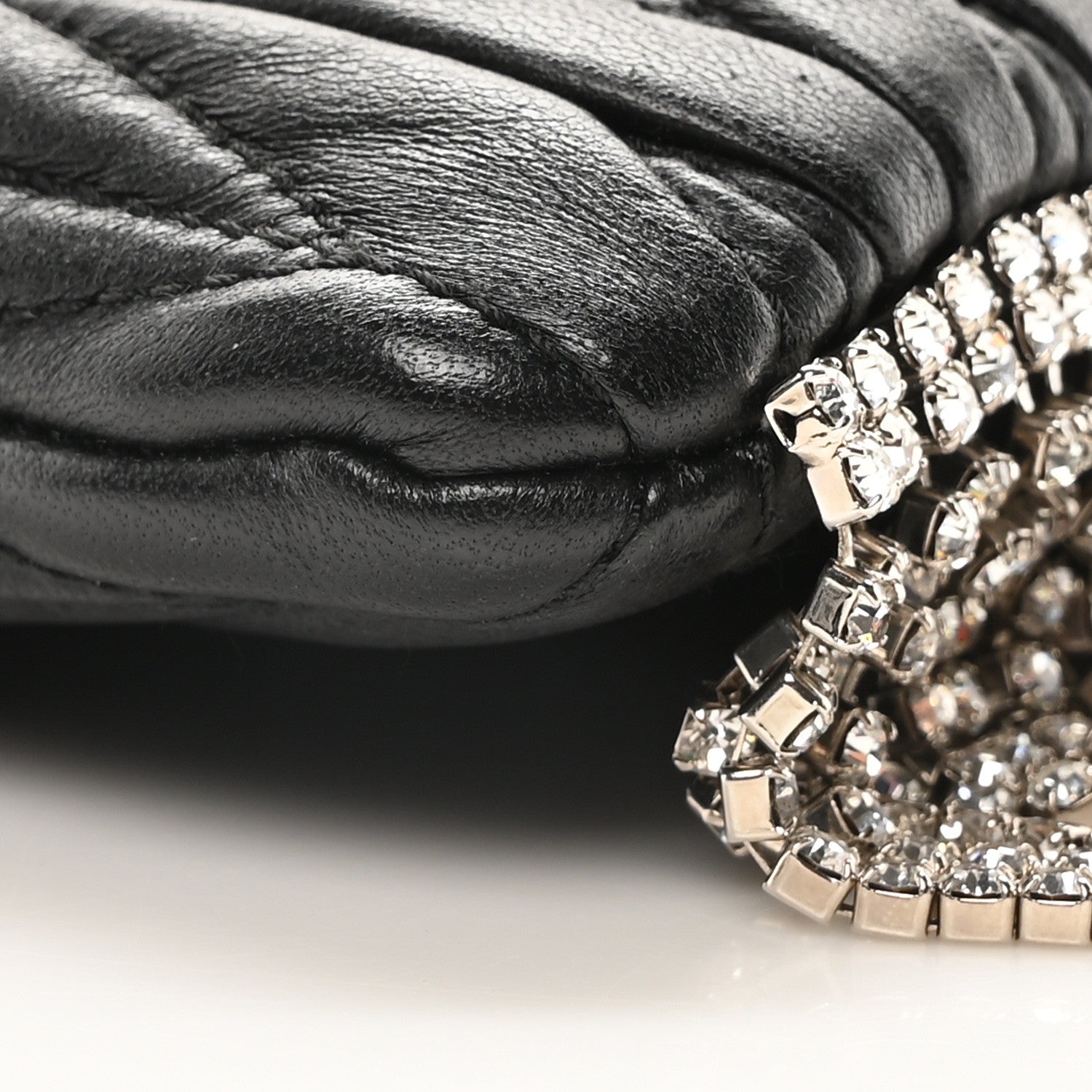 Miu Miu Nappa Matelasse Crystal Mini Crossbody Black 9 of 10