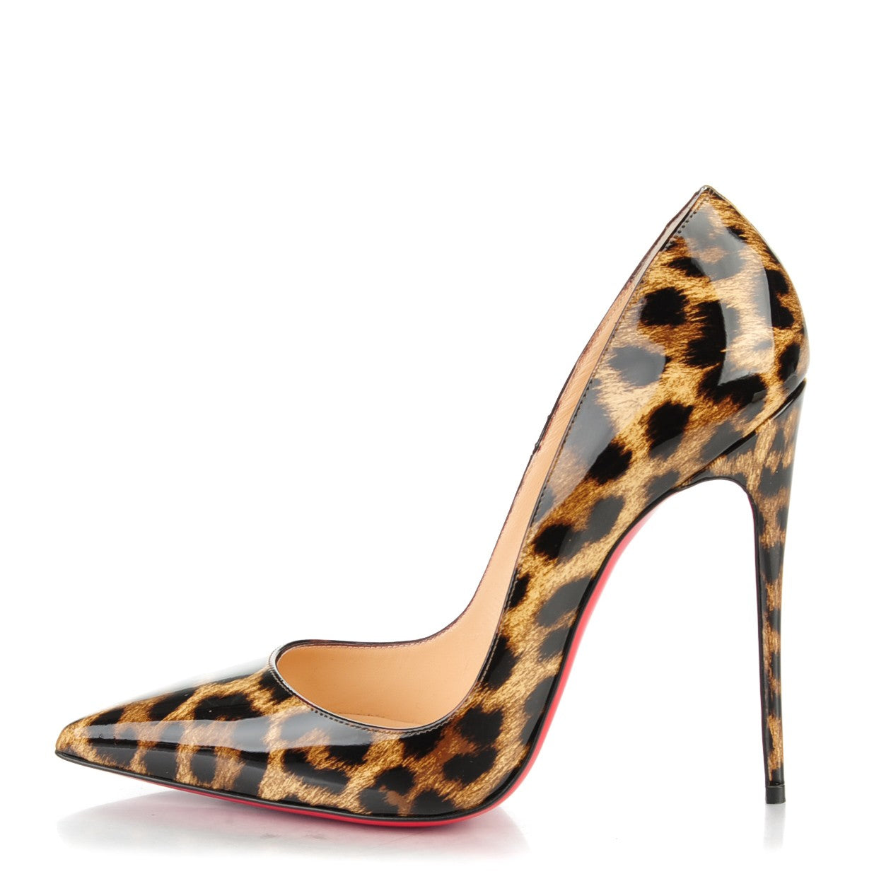 Christian Louboutin Patent Leopardino So Kate 120 Pumps 39 Brown
