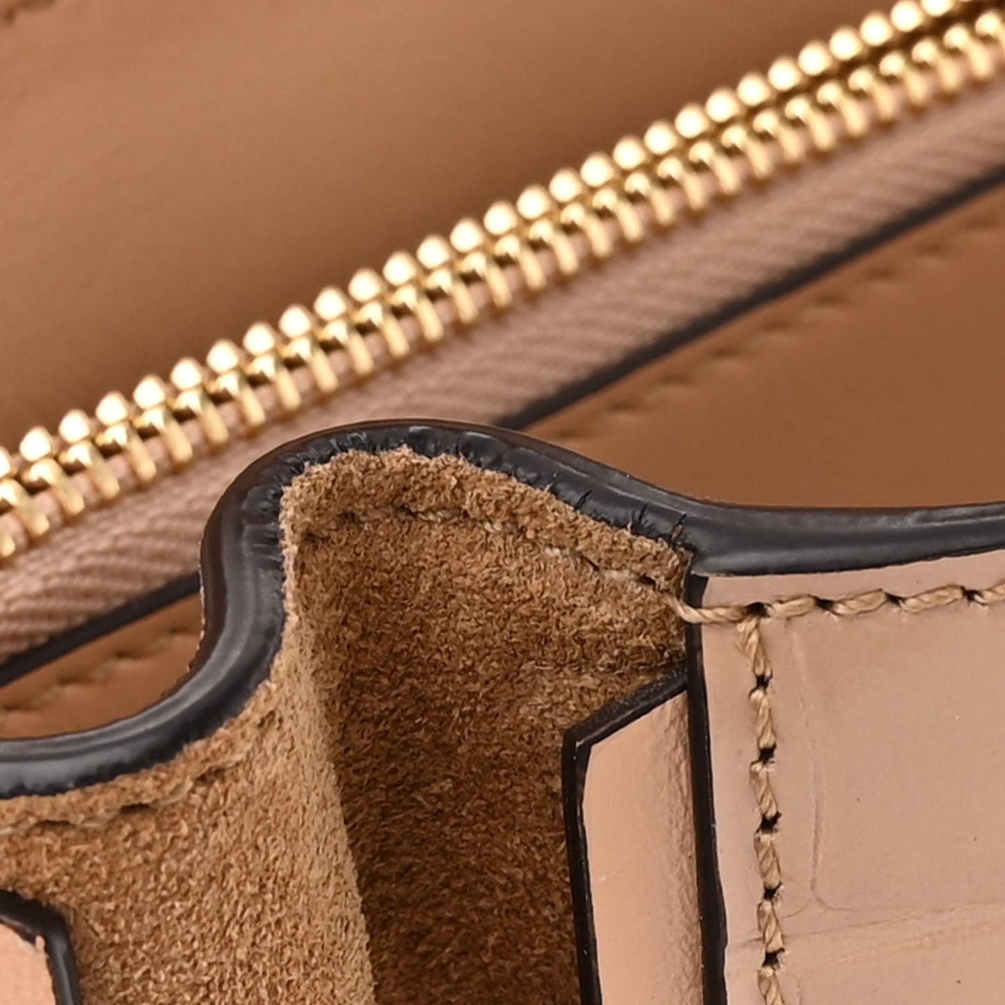 Calfskin Crocodile Embossed Small Faye Day Shoulder Bag Beige