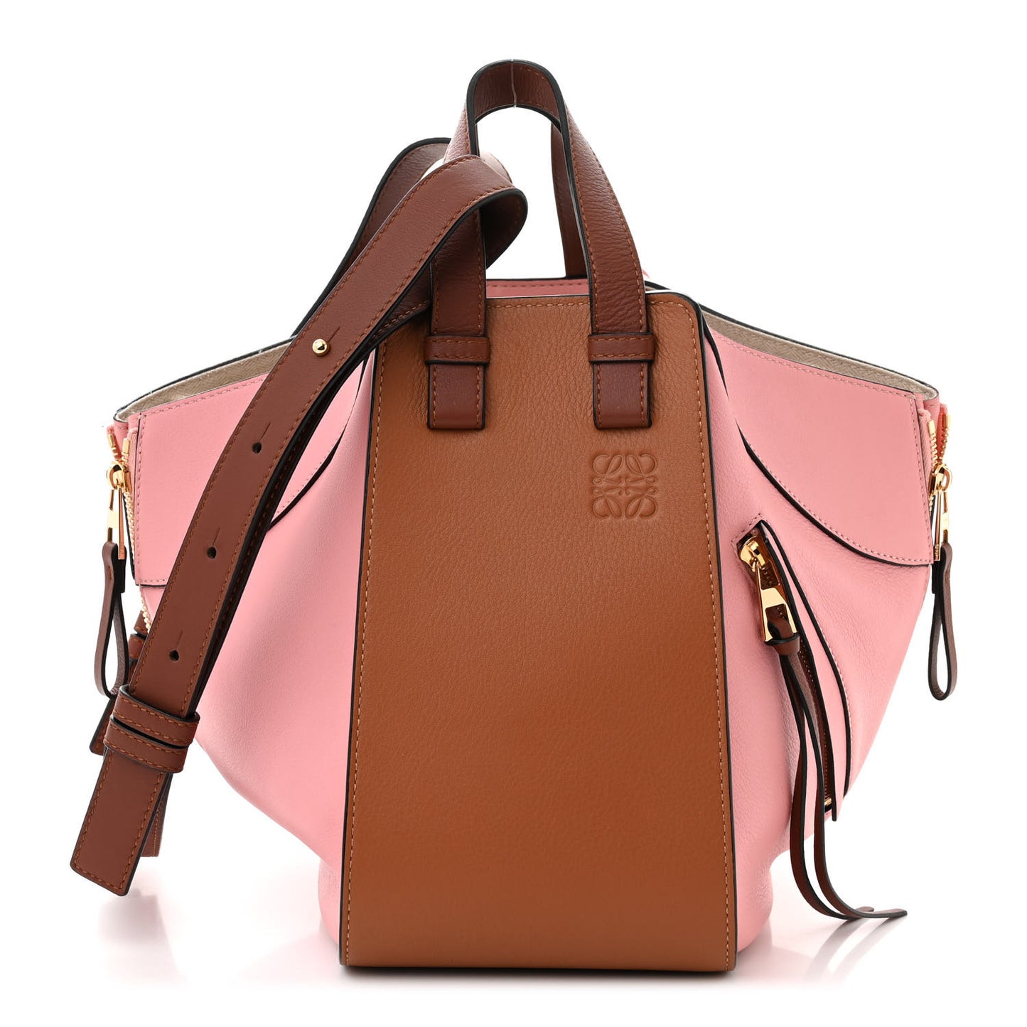 Calfskin Small Hammock Shoulder Bag Pastel Pink Tan