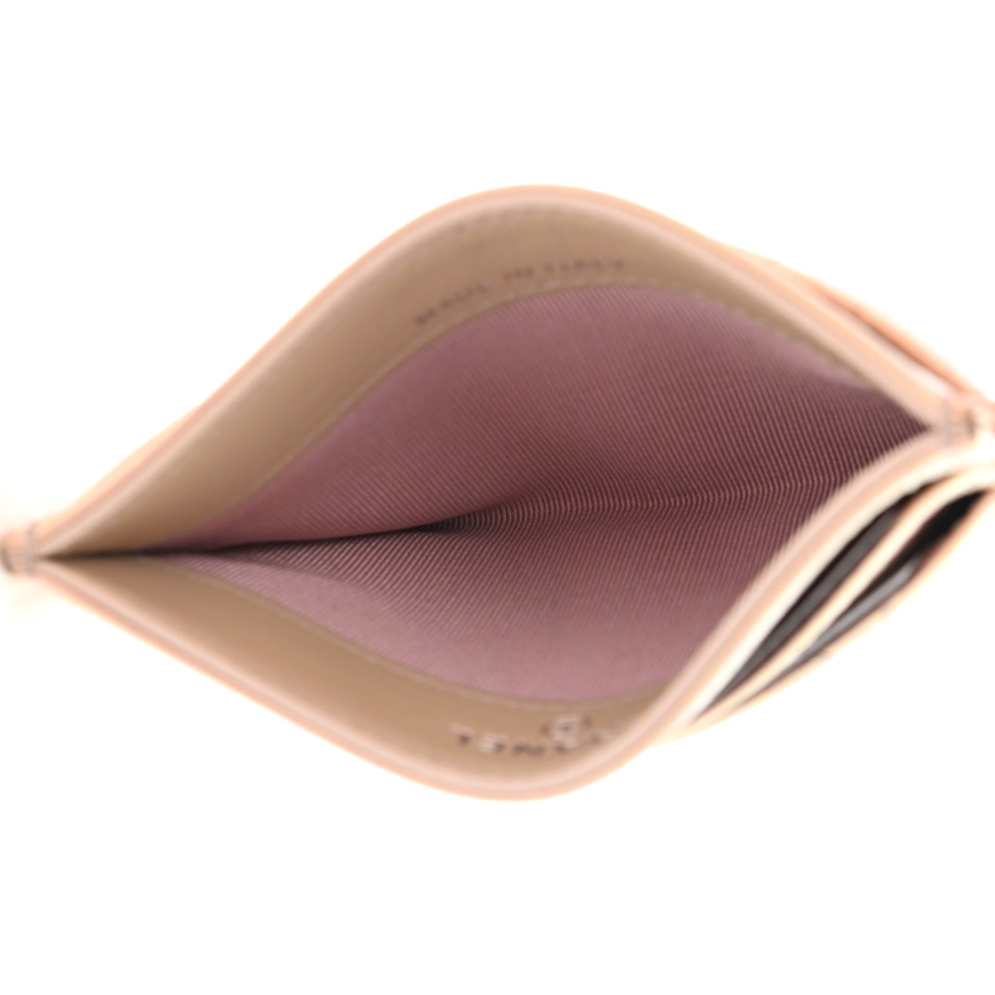 Iridescent Calfskin Quilted Card Holder Pink