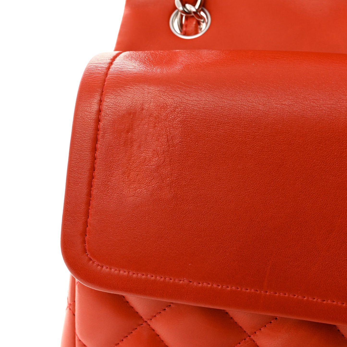 Lambskin Quilted Jumbo Double Flap Red