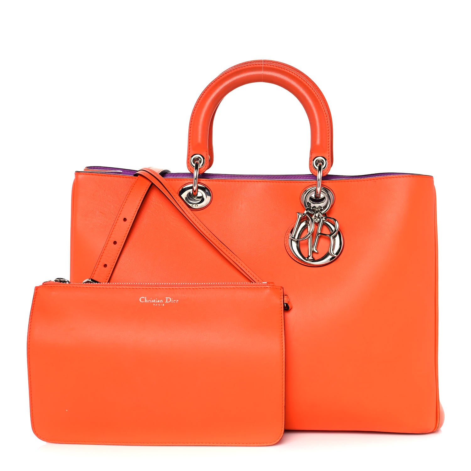 Christian Dior Smooth Calfskin Large Diorissimo Tote Orange Parme 1 of 11