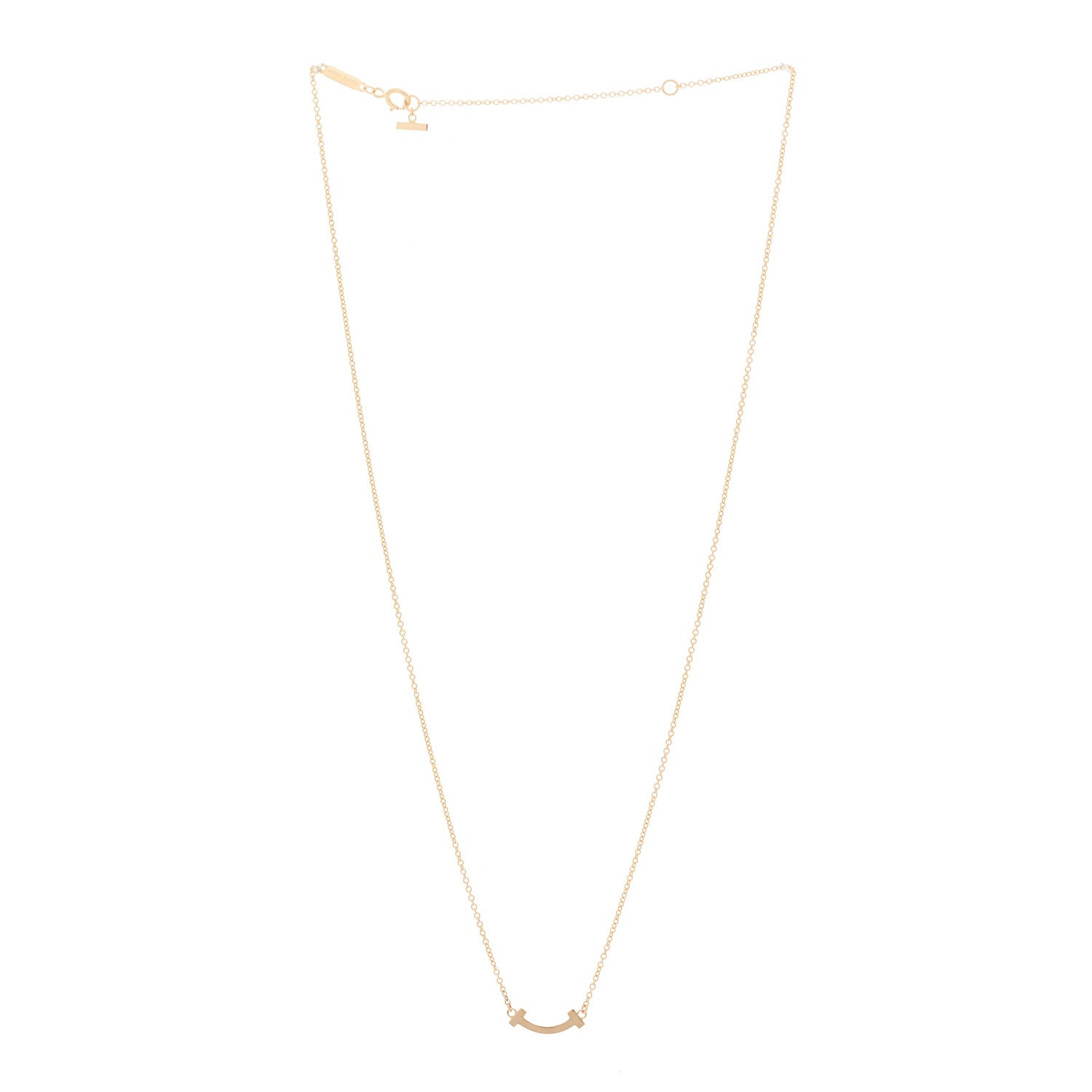 Tiffany 18K Rose Gold Mini T Smile Pendant Necklace 3 of 5