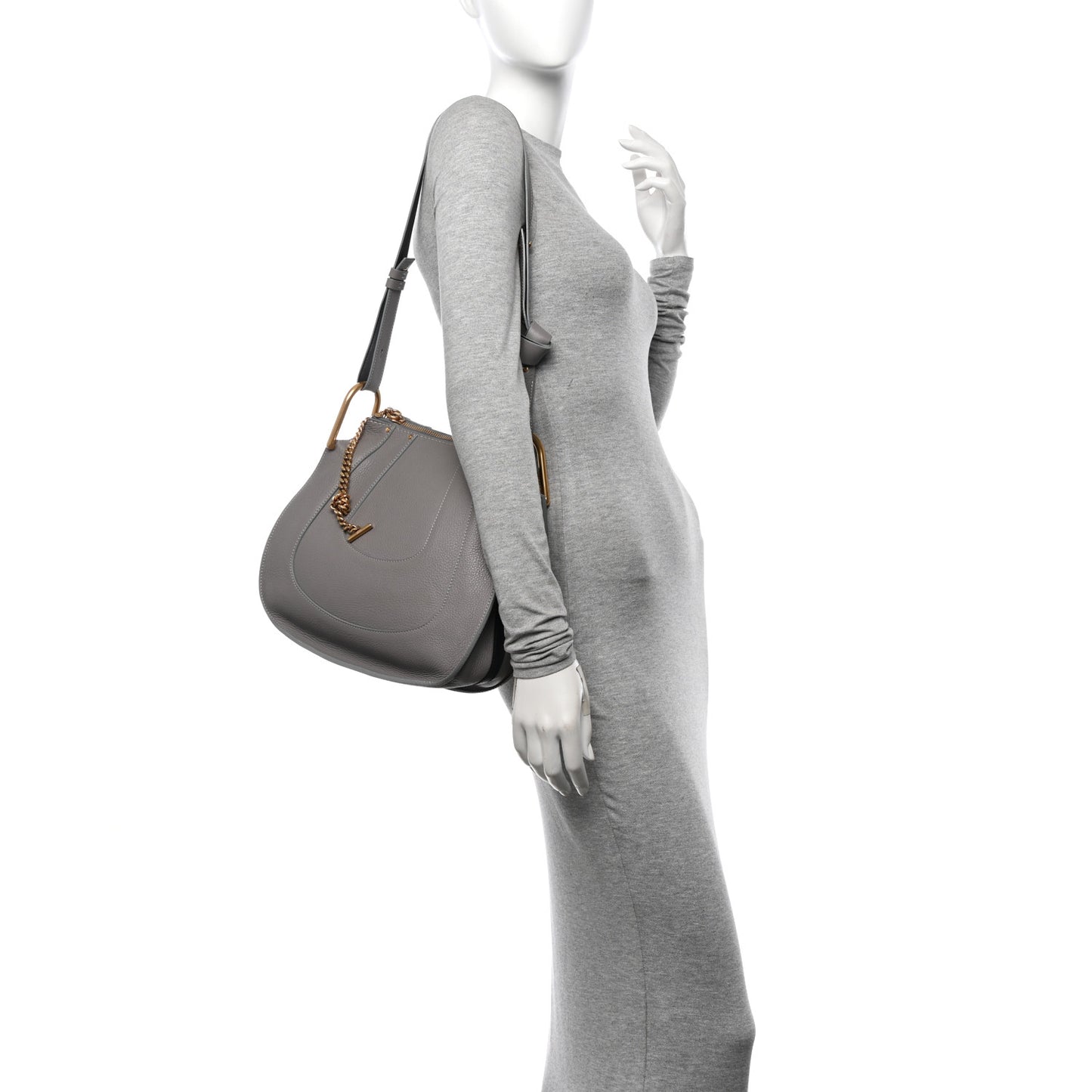 Grained Calfskin Small Hayley Hobo Cashmere Grey