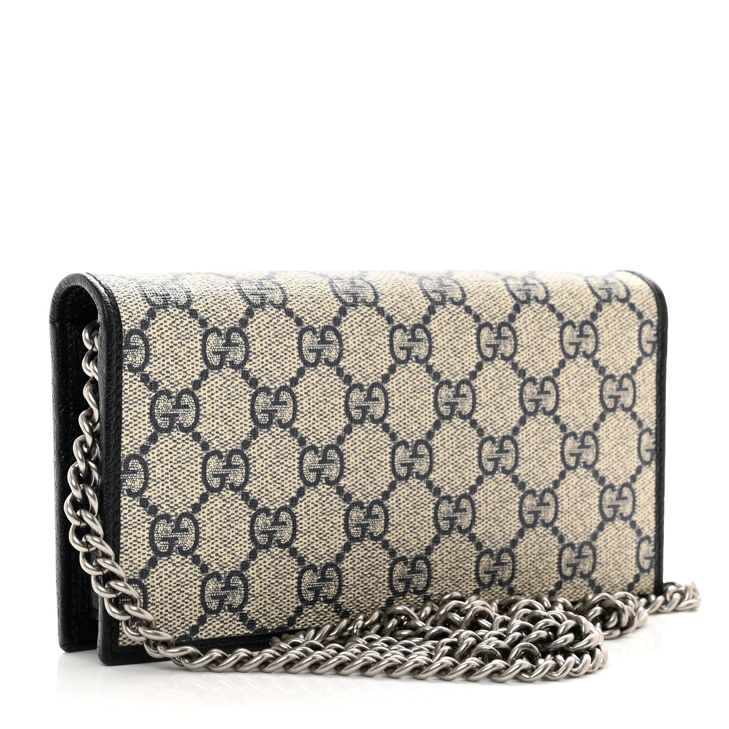 GG Supreme Monogram Azalea Calfskin Horsebit 1955 Wallet On Chain Beige Blue