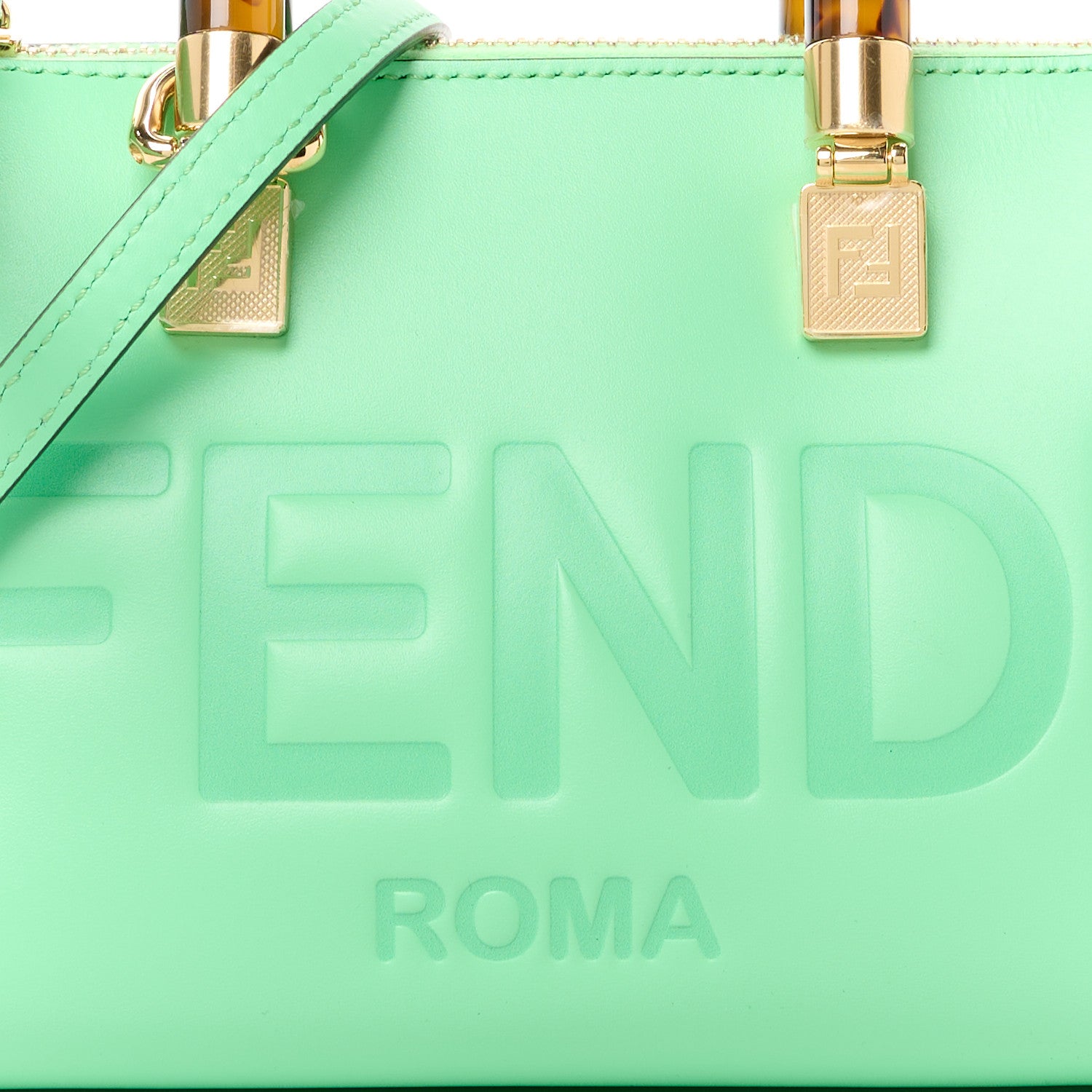 Fendi Vitello King Plexiglass Logo Embossed Mini By The Way Top Handle Boston Bag Edamame 9 of 11