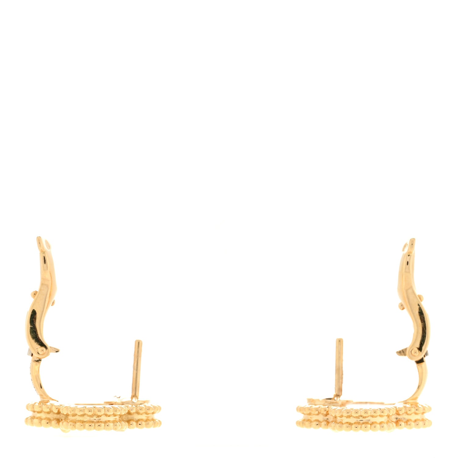 Van Cleef & Arpels 18K Yellow Gold Mother of Pearl Vintage Alhambra Earrings 3 of 5