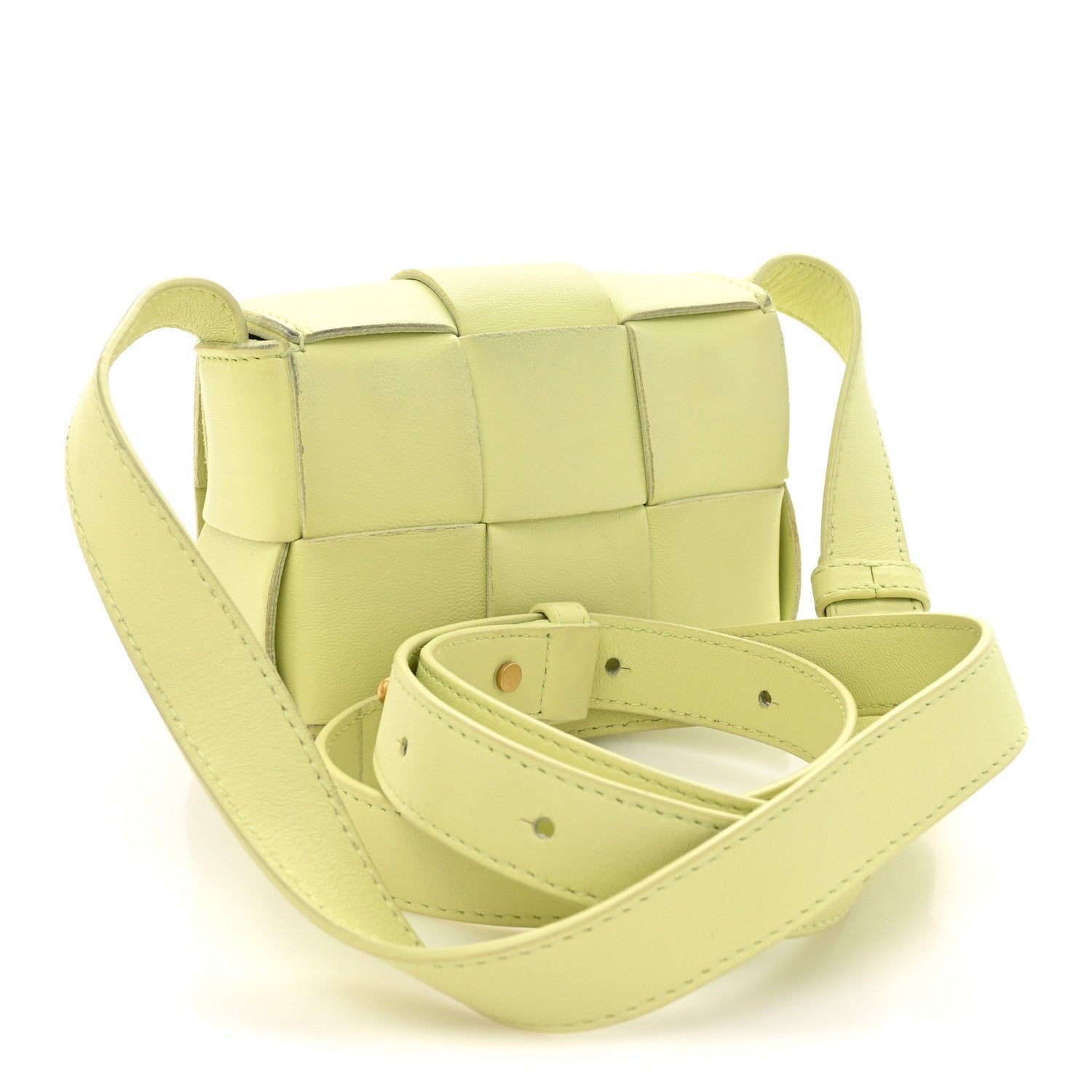 Bottega Veneta Lambskin Maxi Intreccio Candy Cassette Crossbody Bag Lemon Washed 3 of 16
